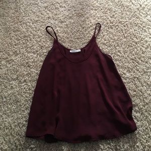 Burgundy flowy satin top