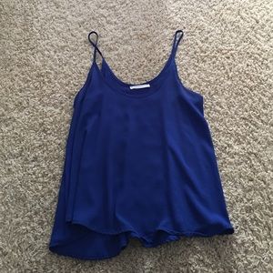 Royal blue flowy satin top
