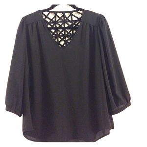 Chiffon black blouse criss cross back🖤