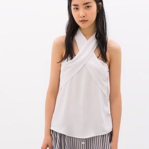 NWT Zara white halter blouse