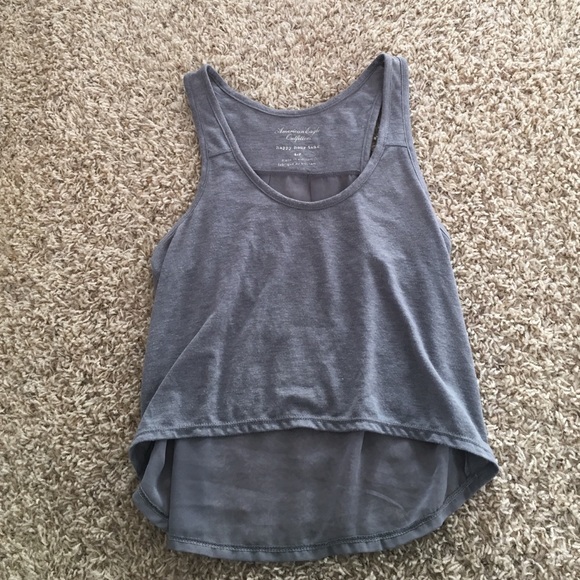 Grey flowy top with sheer back