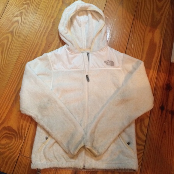 The North Face white zip up jacket, size small
