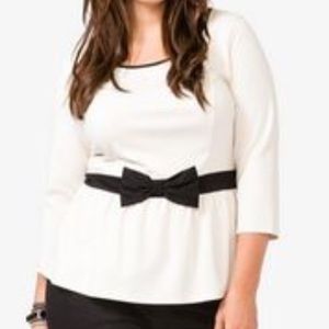 Forever 21 Bow Peplum Top (Pink)