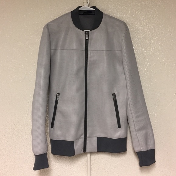Zara Man leather bomber jacket