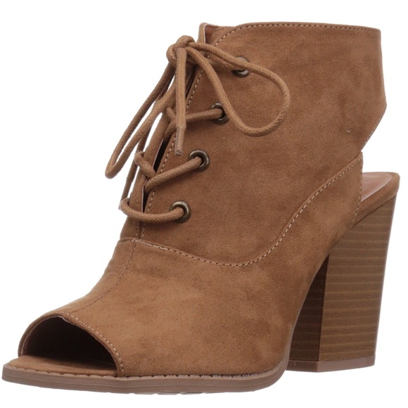 Peep Toe Lace Up Booties - Picture 5 of 8