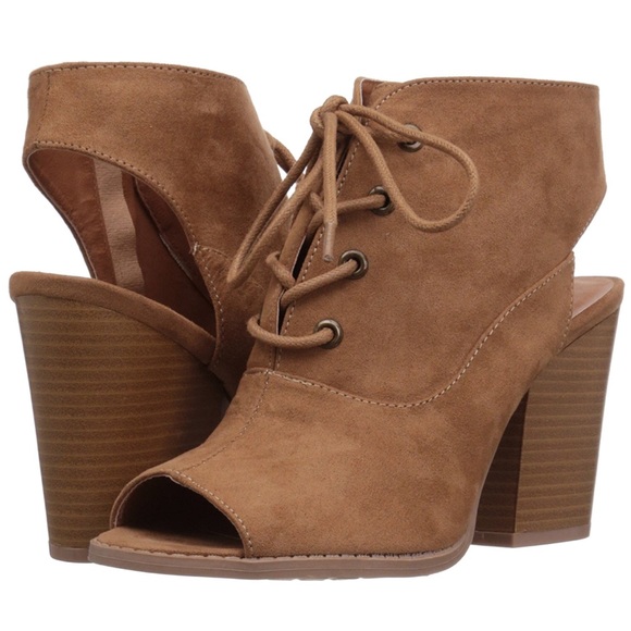 Peep Toe Lace Up Booties - Picture 6 of 8