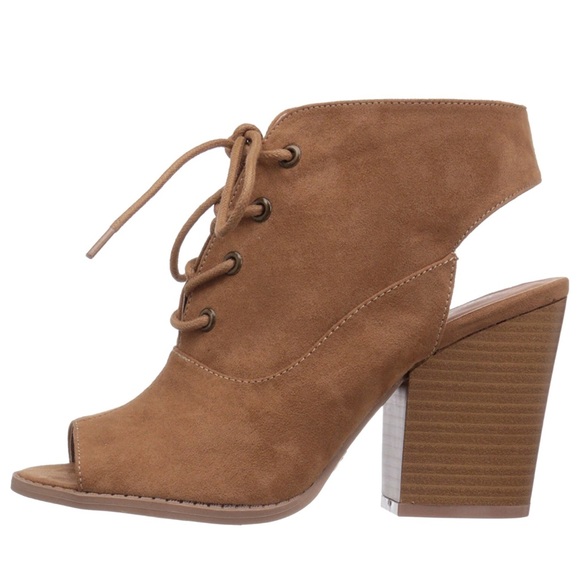 Peep Toe Lace Up Booties - Picture 7 of 8