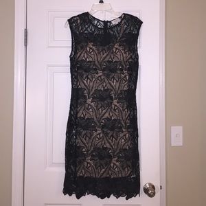 Black hibiscus lace dress