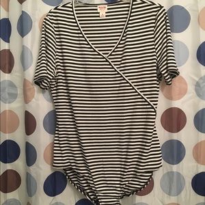 Black and White Striped Bodysuit