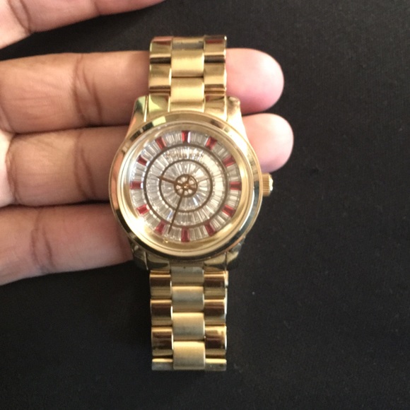 Michael kors midsize Red glitz gold tone watch - Picture 1 of 4