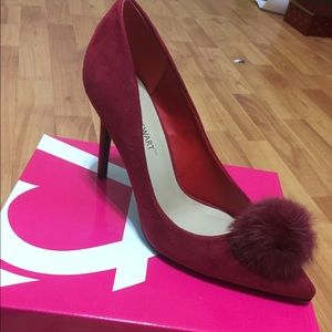 Brand New Red Pumps with a Puff Ball!!