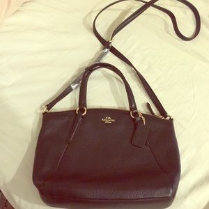 Coach black leather cross body bag
