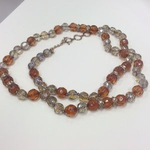 Amber and clear beaded necklace