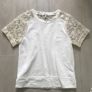 Cream Jcrew top with beautiful floral detail