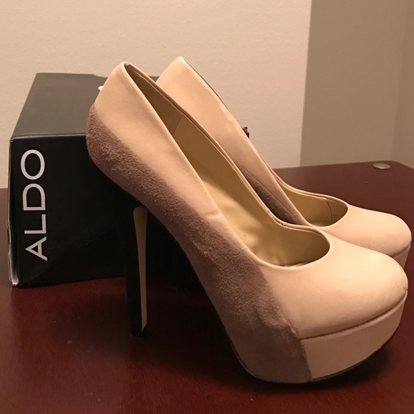 Aldo Shoes - Aldo Nude Suede Heels
