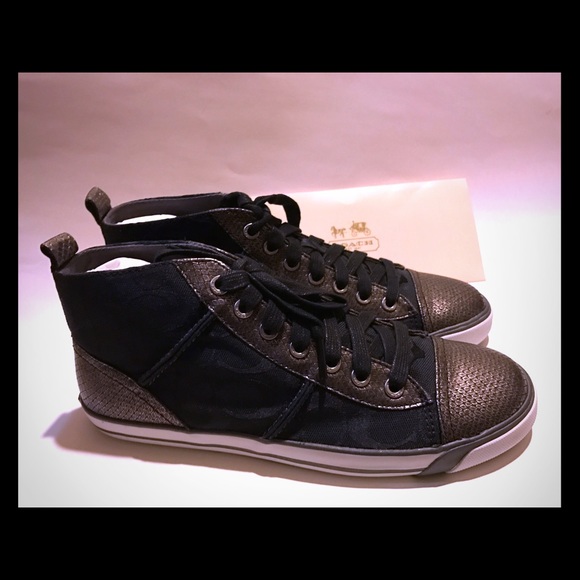 Coach Indiana Jacquard Black High Top Sneakers