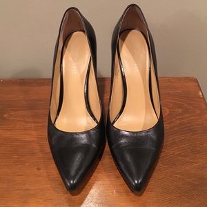 3" black leather pumps