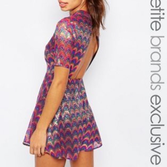 New, ASOS Rainbow metallic romper with open back