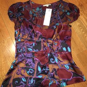 Nanette Lepore 100% silk size 4 Sneak Peak top