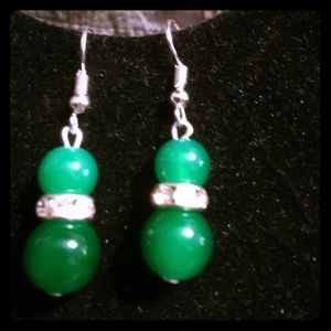 Beautiful Jade earrings dangles in 925 Malay Jade