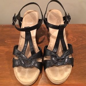Black espadrille wedge sandal