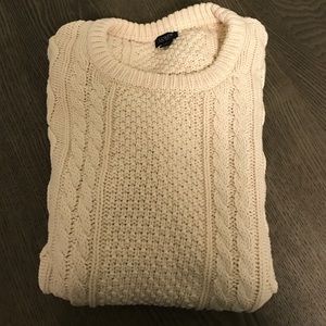 J.Crew Ivory Crewneck Cable Knit Sweater