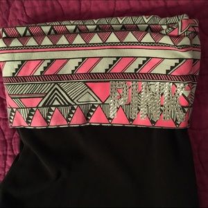PINK yoga pants with Mint tribal detail size L