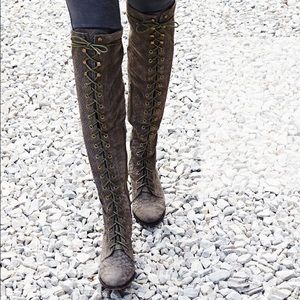 Free People Over the Knee Lace up Boot