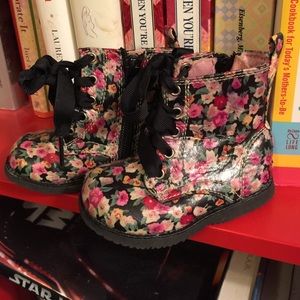 Floral combat boots