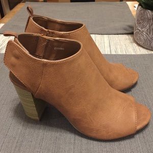 Stacked Heel Peep Toe Booties