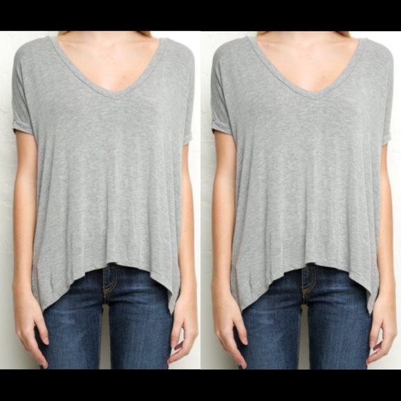 Light Grey Brandy Melville Sheron Short Sleeve Top