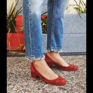 Jeffrey Campbell Rust suede block heels