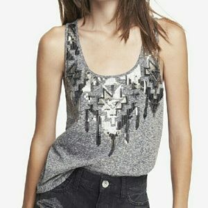 New Express Aztec Sequin Embellished Tank