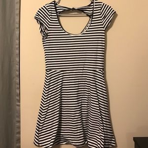 Blue and white striped dress