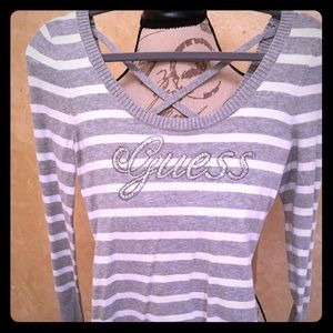Guess grey/white striped sweater