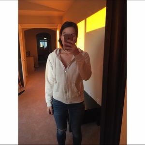 Oatmeal zip up hoodie from Uniqlo