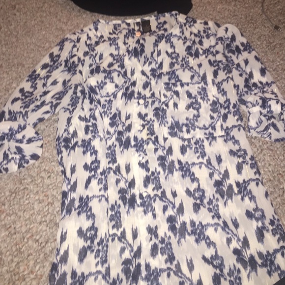 BKE boutique semi see-through blue blouse