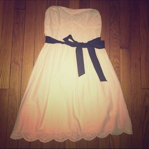 Cream scalloped lace strapless sun dress