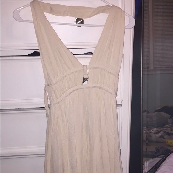 Halter no back white dress