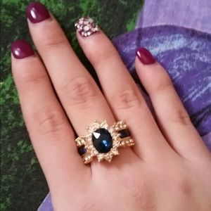 3.98CT Sapphire Diamonique 14K Yellow Gold Ring