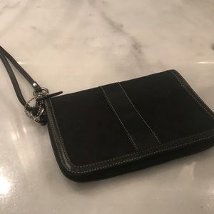 Coach black canvas wristlet