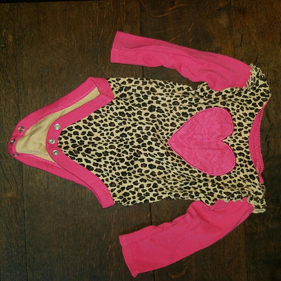 Pink and Leporad long sleeve onsie