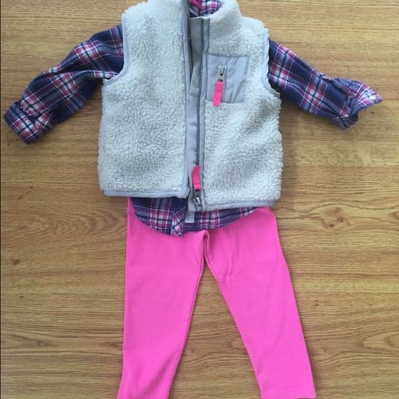 Girls vest/ flannel/ leggings set