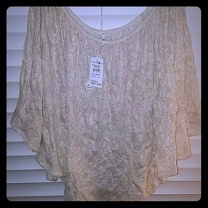 NWT light gold cold shoulder poncho top
