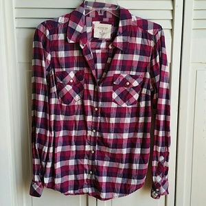 Sonoma Kohl's Purple & White Checkered Button Down