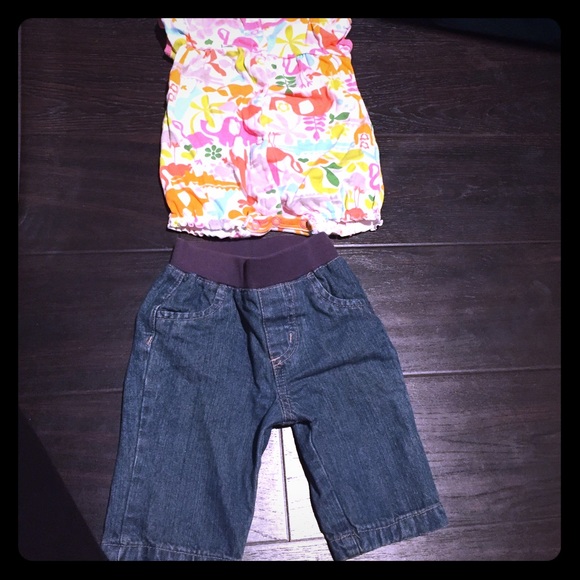 3 month romper and jeans