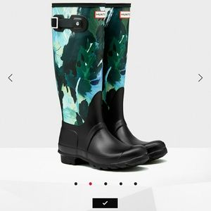 Tall Botanical Print Rain Boots