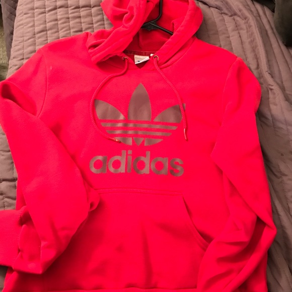Red adidas hoodie logo