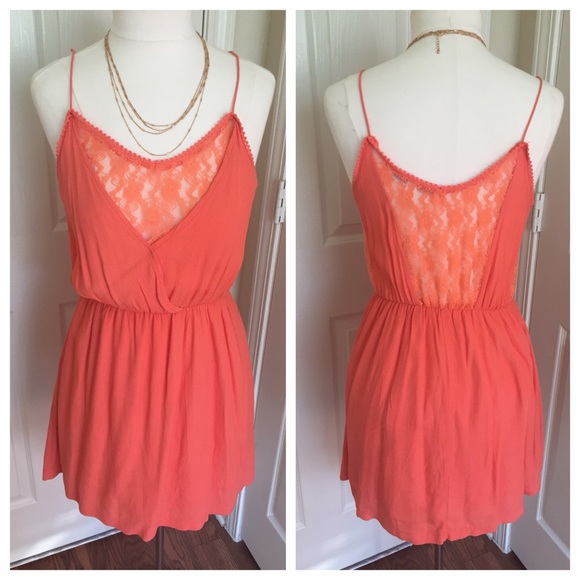 Peach Crepe Lace Dress