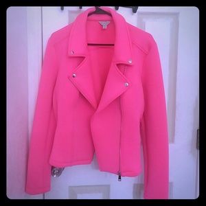 Neon Bubblegum Pink Scuba Moto Jacket